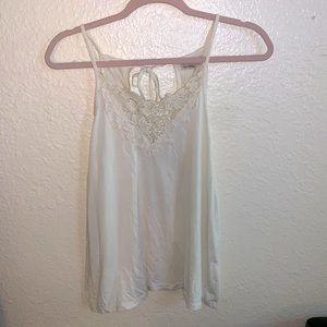 White/cream flowy tank top with crochet detailing